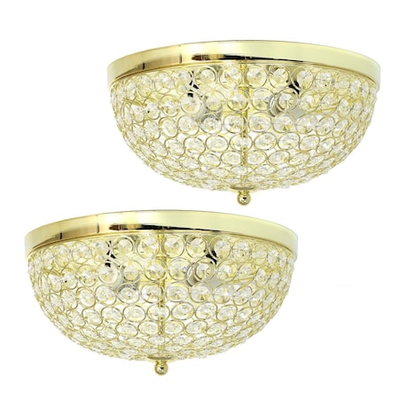 Brillantez Crystal Glam 2 Light Ceiling Flush Mount Gold, 2PK BR2750856